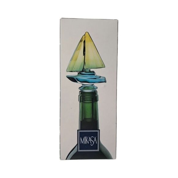 Mikasa Blue Nautical Sailboat Lead Crystal Bottle Stopper - Regatta Style - Picture 1 of 5